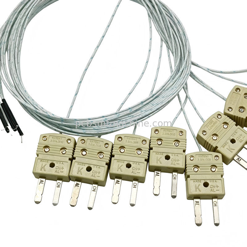 Type K Thermocouple Assembly with 80cm Length and 482°C Resistance for SMT Reflow Oven Temperature Testing